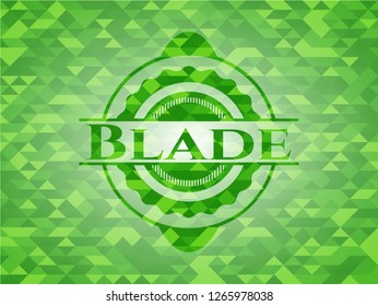 Blade green emblem with triangle mosaic background