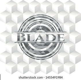 Blade grey emblem with geometric cube white background