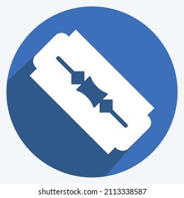 Blade Icon in trendy long shadow style isolated on soft blue background