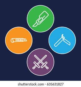 Blade icons set. set of 4 blade outline icons such as bllade razor, cutter