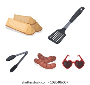 Blade kitchen, firewood, sausages and other for barbecue.BBQ set collection icons in cartoon style vector symbol stock illustration web.