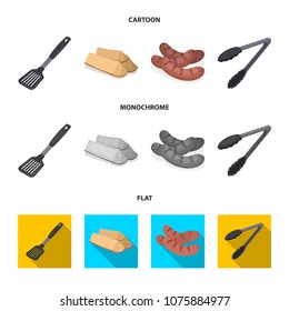 Blade kitchen, firewood, sausages and other for barbecue.BBQ set collection icons in cartoon,flat,monochrome style vector symbol stock illustration web.