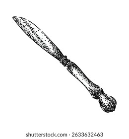 blade knife engraved silver hand drawn. handle custom, personalized gift, craftsmanship unique blade knife engraved silver vector sketch. isolated color illustration