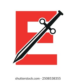 Blade Logo kombinieren mit Buchstabe E Vektor Vorlage