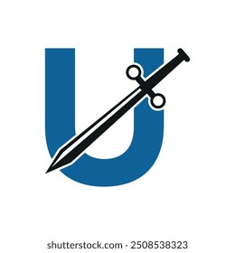 Blade Logo combine with letter U vector template