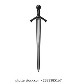 caricatura de espada medieval. batalla de armas, afilado de acero, símbolo de espada medieval de cuchillo caballero. ilustración vectorial de símbolo aislado