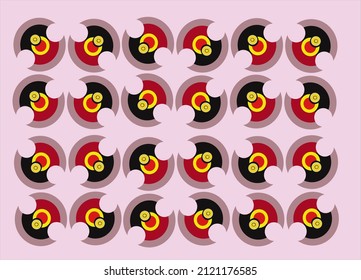 mosaico de patrón de hoja, colorido, sobre un fondo rosado, vector estándar.