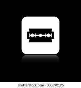 Blade razor - black vector icon on the white button