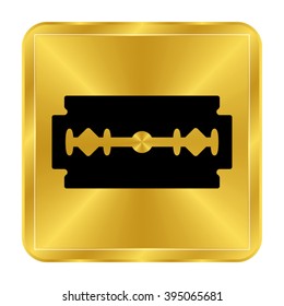 Blade razor - black vector icon;  gold button