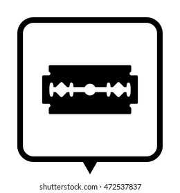 Blade razor - black vector icon ; message bubble