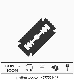 Blade razor icon flat. Black pictogram on white background. Vector illustration symbol and bonus button