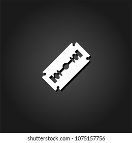 Blade razor icon flat. Simple White pictogram on black background with shadow. Vector illustration symbol