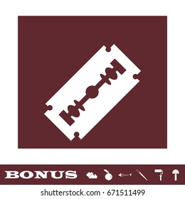 Blade razor icon flat. White pictogram on brown background. Vector illustration symbol and bonus icons