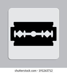 Blade razor icon on a grey flat button