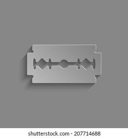 Blade razor icon with shadow on a grey background