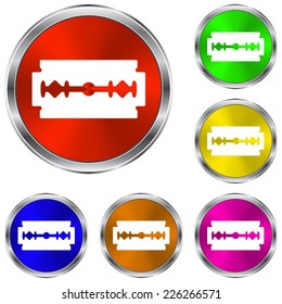 Blade razor icon - vector glossy colourful buttons