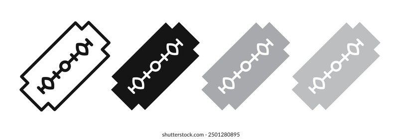 Colección de Vector iconicon de la cuchilla de afeitar en estilo delineado y sólido