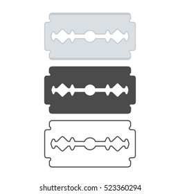 Blade razor set - metal, black and line vector icon. 