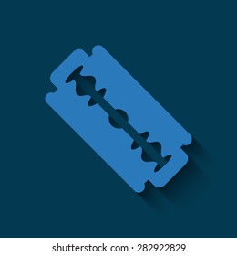 Blade razor   with shadow on a blue background