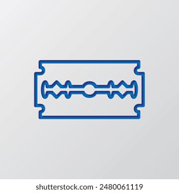 Blade razor simple icon vector. Flat design. Paper cut design. Cutted blue symbol with shadow. Gray background.ai