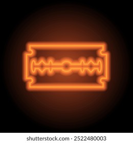 Blade razor simple icon vector. Flat design. Orange neon on black background.ai