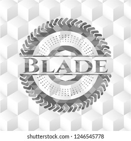 Blade realistic grey emblem with cube white background