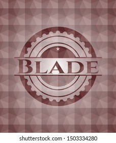 Blade red seamless emblem with geometric pattern background.