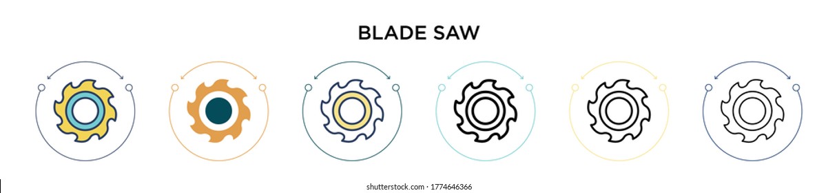 Blade saw icon in filled, thin line, outline and stroke style. Vector illustration of two colored and black blade saw vector icons designs can be used for mobile, ui, web