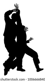Blade self defense battle vector silhouette illustration isolated. Man fight against aggressor with knife. Street fighter situation. Combat for life against terrorist. Army skill policeman arrest.