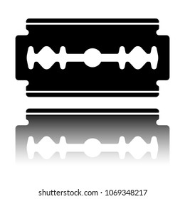 blade. simple silhouette. Black icon with mirror reflection on w