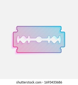 Schaufel. einfache Silhouette. Farbiges Logo mit diagonalen Linien und blauem Farbverlauf. Neongrafik, Lichteffekt