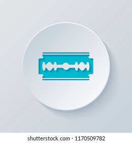 blade. simple silhouette. Cut circle with gray and blue layers. Paper style