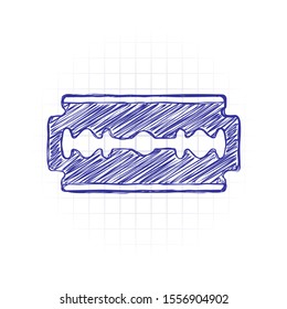blade. simple silhouette. Hand drawn sketched picture with scribble fill. Blue ink. Doodle on white background