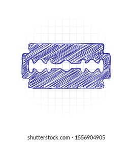 blade. simple silhouette. Hand drawn sketched picture with scribble fill. Blue ink. Doodle on white background