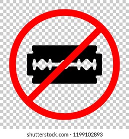 blade. simple silhouette. Not allowed, black object in red warning sign with transparent background