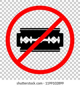 blade. simple silhouette. Not allowed, black object in red warning sign with transparent background