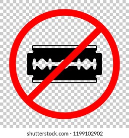 blade. simple silhouette. Not allowed, black object in red warning sign with transparent background