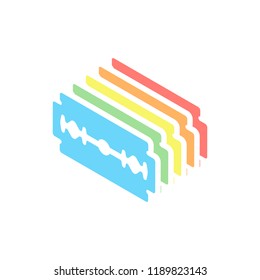 blade. simple silhouette. Stack of colorful isometric icons on white background