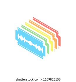 blade. simple silhouette. Stack of colorful isometric icons on white background
