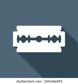 blade. simple silhouette. White flat icon with long shadow on background