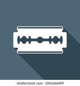 blade. simple silhouette. White flat icon with long shadow on background