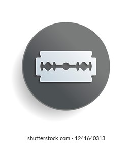 blade. simple silhouette. White paper symbol on gray round button with shadow
