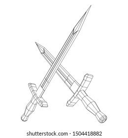 Blade sword or knife bayonet. Model wireframe  mesh vector illustration