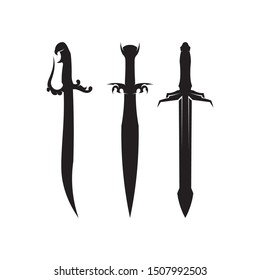 blade and sword vector symbol black 

