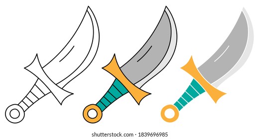 blade weapon hand drawn design vector