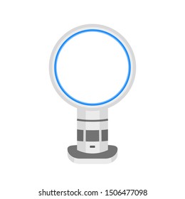 Bladeless modern fan vector illustration. Air cleaning, humidifying and conditioning portable appliance. Weather control household equipment. Air cooler and heater isolated on white background.