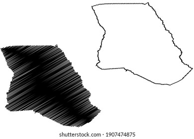 Condado de Bladen, Estado de Carolina del Norte (condado de los EE.UU., Estados Unidos de América) mapa de ilustración vectorial, esbozo de garabato mapa de Bladen