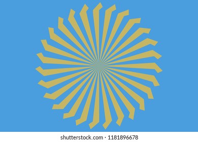 Blades in circle on blue background.