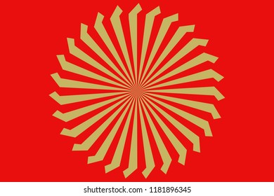 Blades in circle on red background.