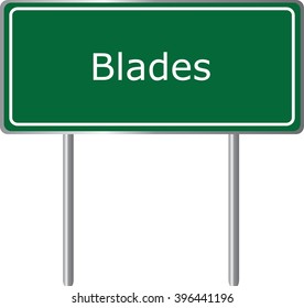 Blades , Delaware , road sign green vector illustration, road table, USA city